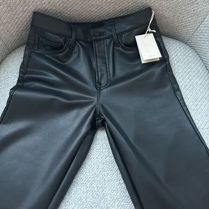 BNWT Mother Denim faux leather black crops
